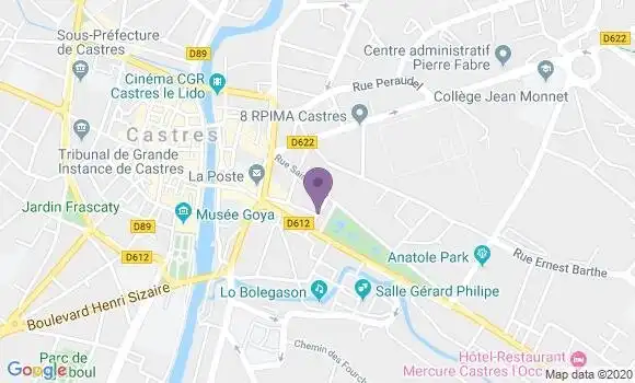 Localisation Crédit Agricole Agence de Castres Mail