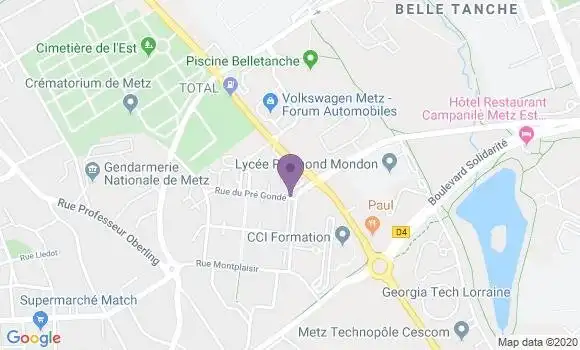 Localisation Crédit Agricole Agence de Metz les Hauts de Queuleu