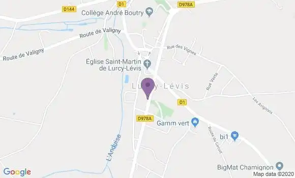 Localisation Crédit Agricole Agence de Lurcy Levis