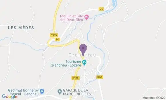Localisation Crédit Agricole Agence de Grandrieu