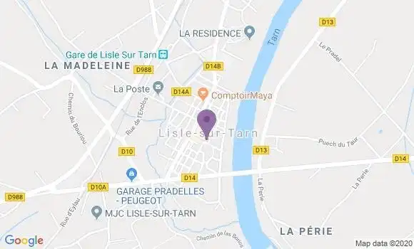 Localisation Crédit Agricole Agence de Lisle sur Tarn