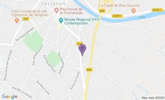 Localisation Crédit Agricole Agence de Sérignan