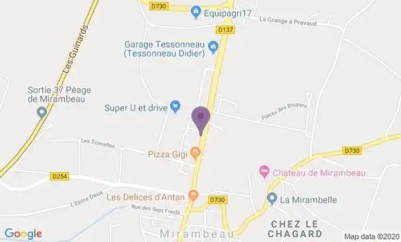 Localisation Crédit Agricole Agence de Mirambeau
