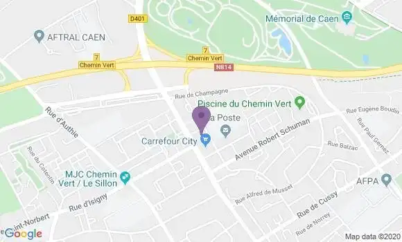 Localisation Société Générale Agence de Caen Chemin Vert