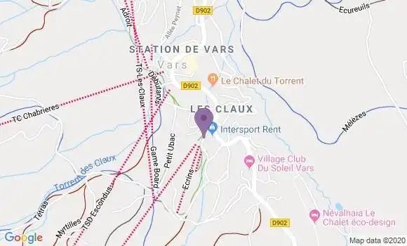 Localisation Crédit Agricole Agence de Vars les Claux