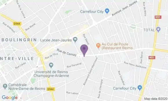 Localisation Crédit Agricole Agence de Reims Cernay