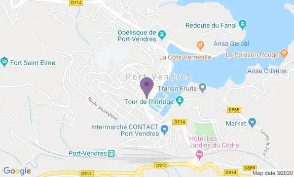 Localisation Crédit Agricole Agence de Port Vendres