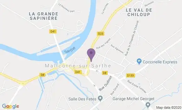 Localisation Crédit Agricole Agence de Malicorne