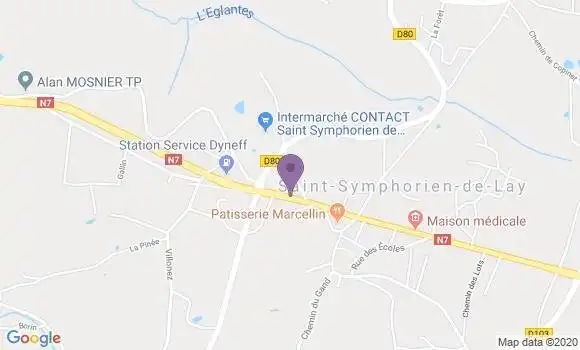 Localisation Crédit Agricole Agence de Saint Symphorien de Lay