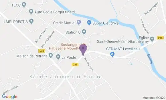 Localisation Crédit Agricole Agence de Sainte Jamme sur Sarthe
