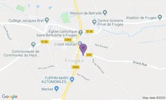 Localisation Crédit Agricole Agence de Fruges