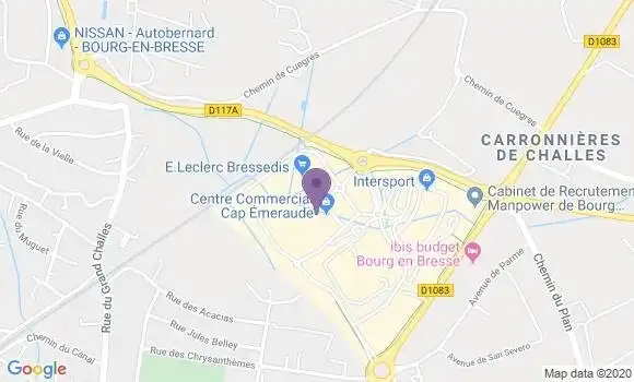 Localisation Crédit Agricole Agence de Bourg en Bresse Cap Emeraude