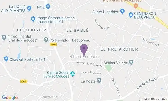 Localisation Crédit Agricole Agence de Beaupréau