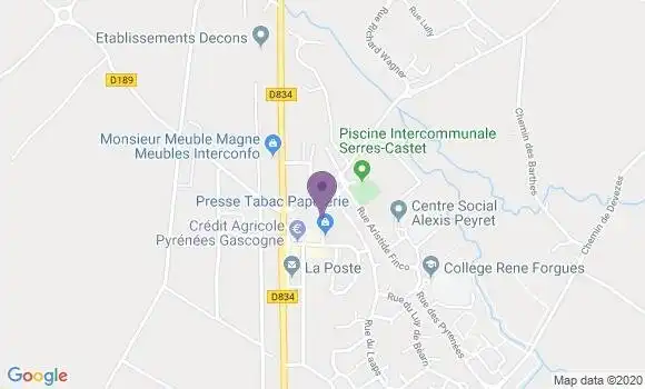 Localisation Crédit Agricole Agence de Serres Castet
