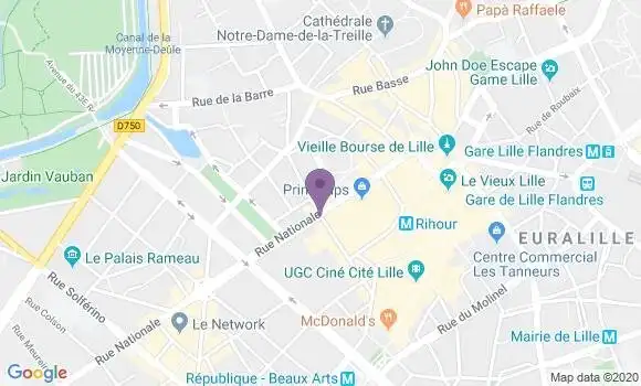 Localisation Crédit Agricole Agence de Lille Nationale