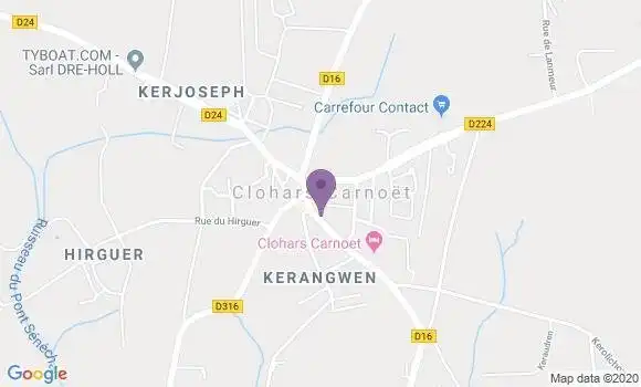 Localisation Crédit Agricole Agence de Clohars Carnoët