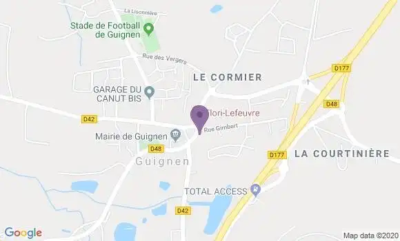 Localisation Crédit Agricole Agence de Guignen
