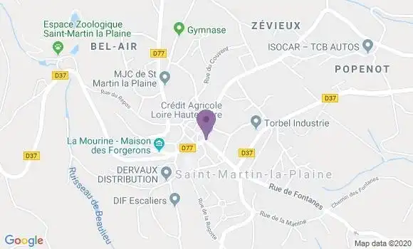 Localisation Crédit Agricole Agence de Saint Martin la Plaine