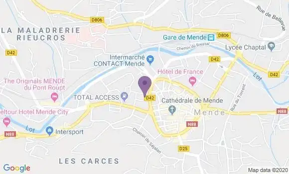 Localisation Crédit Agricole Agence de Mende Roussel