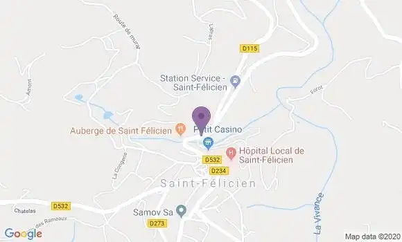 Localisation Crédit Agricole Agence de Saint Félicien