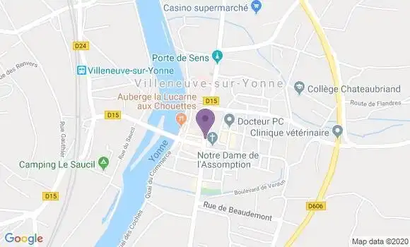 Localisation Crédit Agricole Agence de Villeneuve sur Yonne