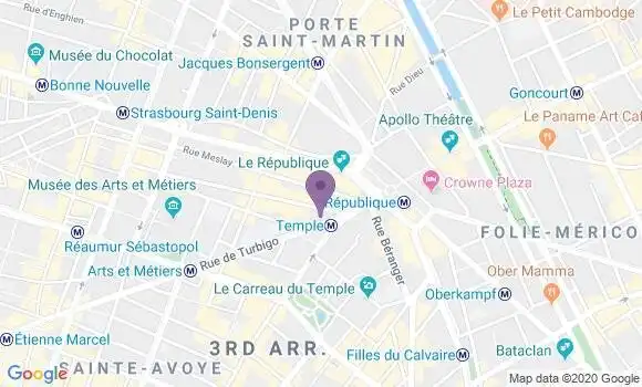 Localisation Crédit Agricole Agence de Paris République