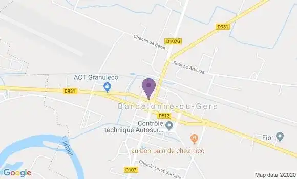 Localisation Crédit Agricole Agence de Barcelonne du Gers Riscle