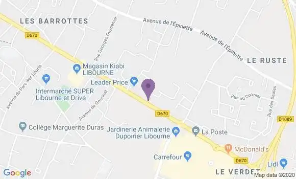 Localisation Crédit Agricole Agence de Libourne Peyronneau