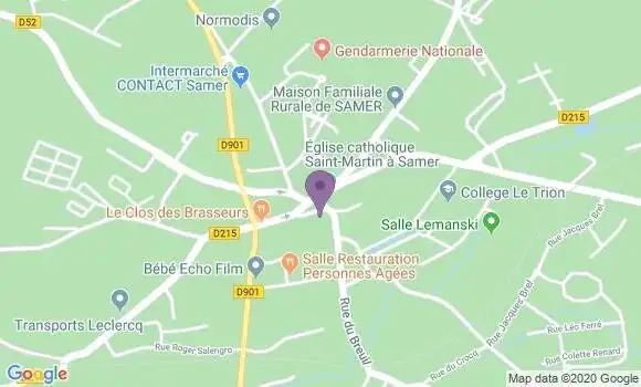 Localisation Crédit Agricole Agence de Samer