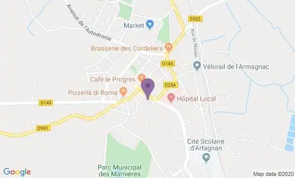 Localisation Crédit Agricole Agence de Nogaro