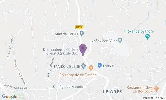 Localisation Crédit Agricole Agence de Villeneuve lès Avignon Hauts