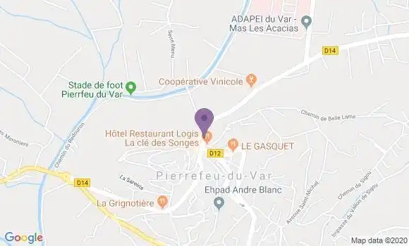 Localisation Crédit Agricole Agence de Pierrefeu du Var