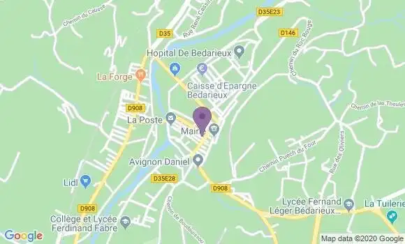Localisation Crédit Agricole Agence de Bédarieux