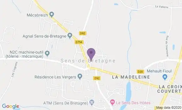 Localisation Crédit Agricole Agence de Sens de Bretagne