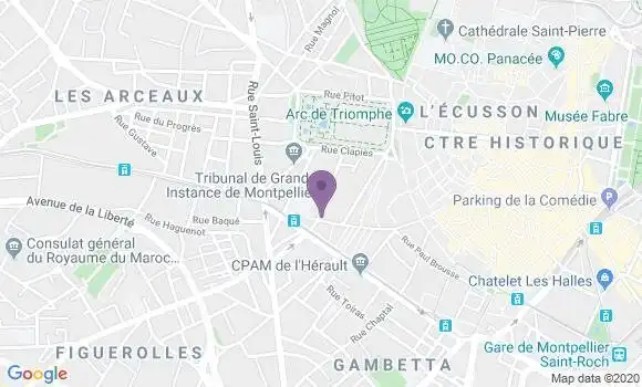 Localisation Crédit Agricole Agence de Montpellier Plan Cabanne