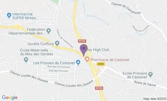 Localisation Crédit Agricole Agence de Nîmes Castanet