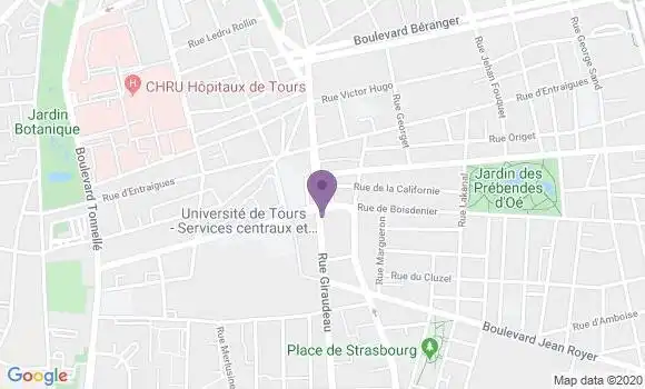 Localisation Crédit Agricole Agence de Tours Rabelais