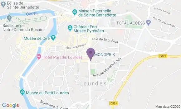 Localisation Crédit Agricole Agence de Lourdes Centre