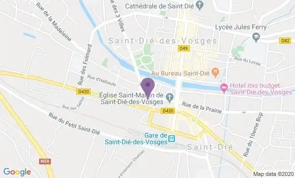 Localisation Crédit Agricole Agence de Saint Die des Vosges Hellieule