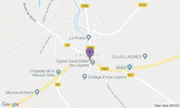 Localisation Crédit Agricole Agence de Laignes