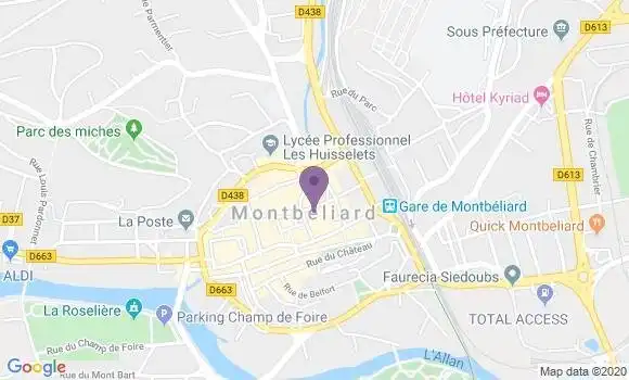 Localisation Crédit Agricole Agence de Montbéliard Pied des Gouttes