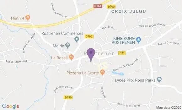 Localisation Crédit Agricole Agence de Rostrenen