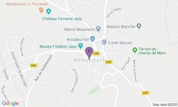 Localisation Crédit Agricole Agence de Beaucourt