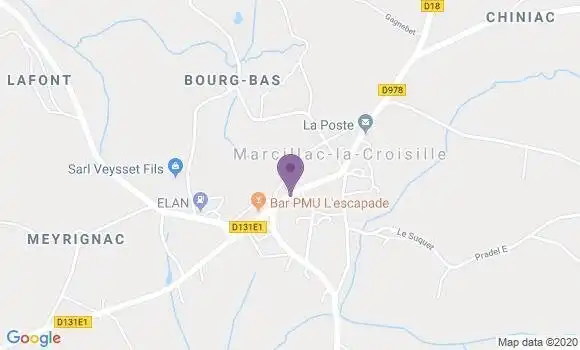Localisation Crédit Agricole Agence de Marcillac la Croisille