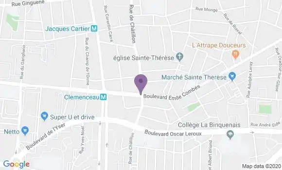 Localisation LCL Agence de Rennes Clémenceau