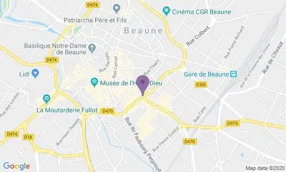 Localisation Crédit Agricole Agence de Beaune Centre