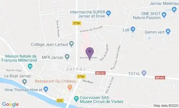 Localisation Crédit Agricole Agence de Jarnac