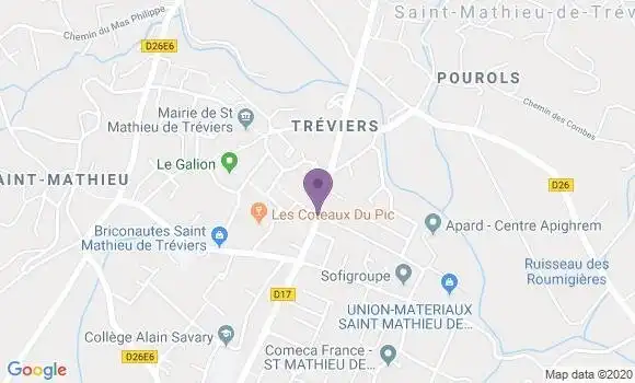 Localisation Crédit Agricole Agence de Saint Mathieu de Tréviers