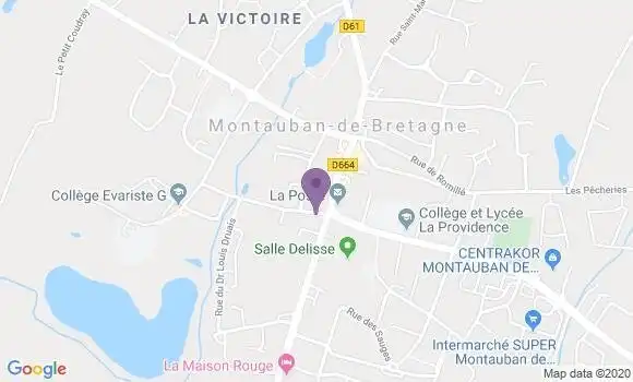 Localisation Crédit Agricole Agence de Montauban de Bretagne