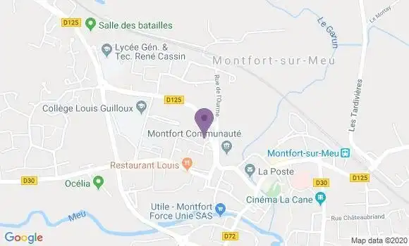 Localisation Crédit Agricole Agence de Montfort sur Meu